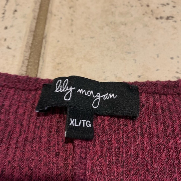Lily Morgan Burgundy Ribbed Knit Sweater Pullover XL - Picture 2 of 5